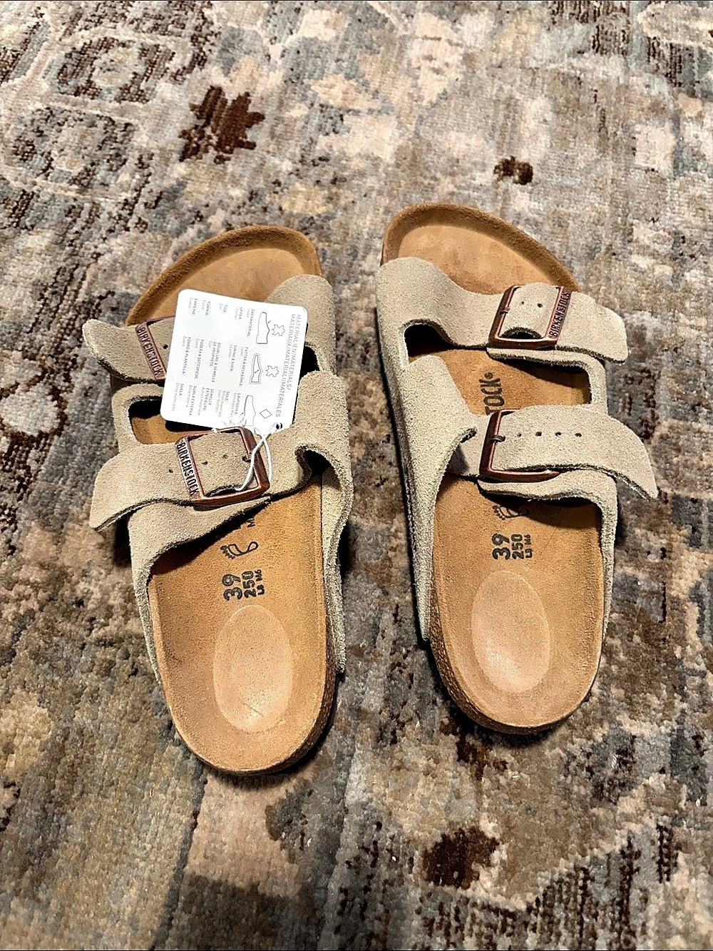 NEW! Birkenstock Arizona Soft Footbed Suede Sandals Taupe EU 39